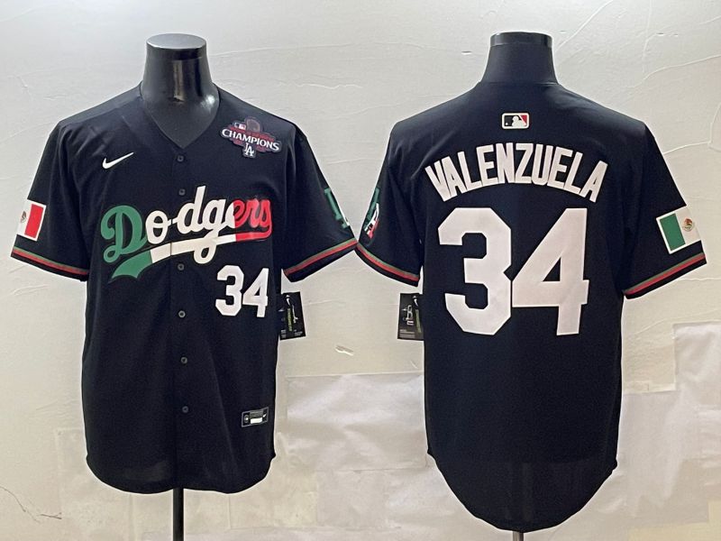 Men Los Angeles Dodgers #34 Valenzuela Black Mexico 2025 Nike MLB Jersey style 2->los angeles dodgers->MLB Jersey